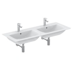 Ideal Standard Connect Air - Double lavabo, 1.240x460 mm, avec déversoir, avec Ideal Plus, blanc E0273MA