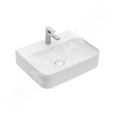 Villeroy & Boch Finion - Vasque avec trop-plein dissimulé, 600x470 mm, avec CeramicPlus, blanc alpin 41686CR1