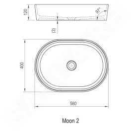 Ravak Moon - Lavabo à poser, 560x400 mm, blanc XJN01300002
