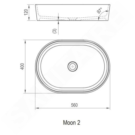 Ravak Moon - Lavabo à poser, 560x400 mm, blanc XJN01300002