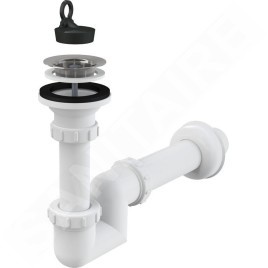 Alcadrain Siphons - Siphon de lavabo "S" diamètre 40 mm, grille en acier inoxydable DN63 A412-DN40