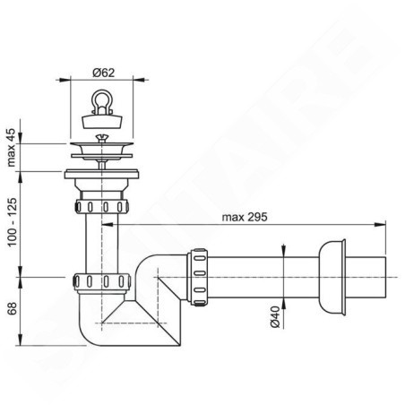 Alcadrain Siphons - Siphon de lavabo "S" diamètre 40 mm, grille en acier inoxydable DN63 A412-DN40