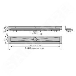 Alcadrain Douchegoten - Receveur de douche modulaire mural 750 mm, acier inoxydable APZ23-750