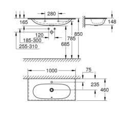 Grohe Essence - Lavabo avec trop-plein 1000x460 mm, PureGuard, blanc alpin 3956600H