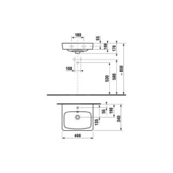 Jika Lyra plus - Lave-mains, 400x340 mm, avec trop-plein, un trou pour robinetterie, blanc H8153800001041