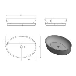 Sapho Lavabos - Lavabo Pera 625x420 mm, sans trou pour robinet, sans trop-plein, blanc AR457