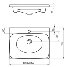 Ravak Balance - Lavabo 500x465 mm, avec 1 trou pour robinetterie, blanc XJX01250000
