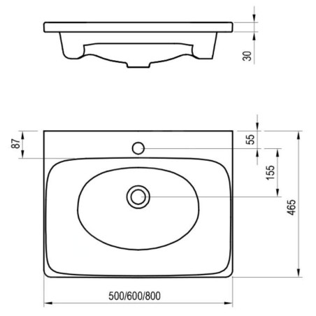 Ravak Balance - Lavabo 500x465 mm, avec 1 trou pour robinetterie, blanc XJX01250000