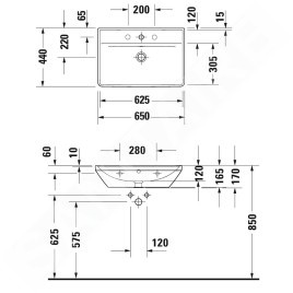 Duravit D-Neo - Lavabo 650x440 mm, 1 trou pour robinetterie, blanc 2366650000