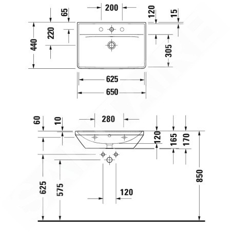 Duravit D-Neo - Lavabo 650x440 mm, 1 trou pour robinetterie, blanc 2366650000