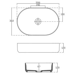 Sapho Infinity - Lavabo à poser, 550x360 mm, sans trop-plein, noir mat 10NF65055-2N