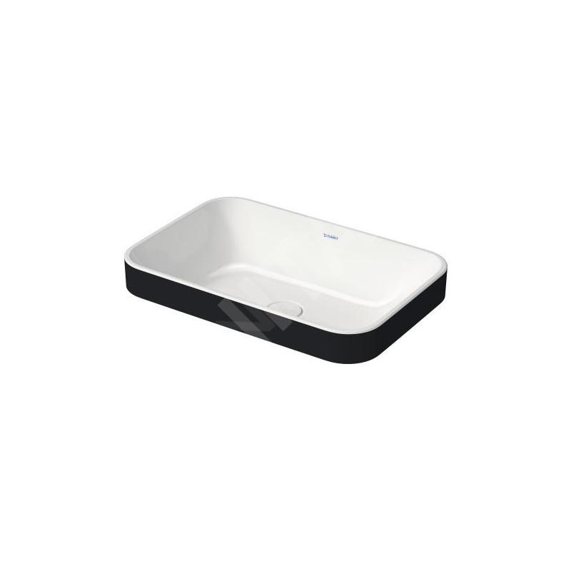 Duravit Happy D.2 Plus - Vasque à poser, 600x400 mm, sans trop-plein, WonderGliss, blanc / anthracite mat 23596061001 Duravit Happy D.2 Plus - Vasque à poser, 600x400 mm, sans trop-plein, WonderGliss, blanc / anthracite mat 23596061001