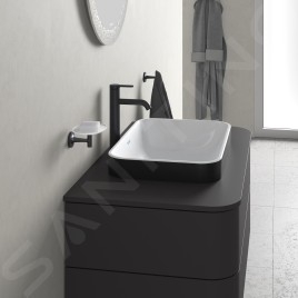 Duravit Happy D.2 Plus - Vasque à poser, 600x400 mm, sans trop-plein, WonderGliss, blanc / anthracite mat 23596061001