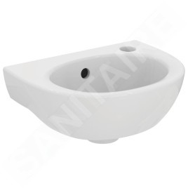 Ideal Standard Eurovit - Lave-mains 350x260 mm, avec trop-plein, trou pour robinetterie à droite, blanc E871601
