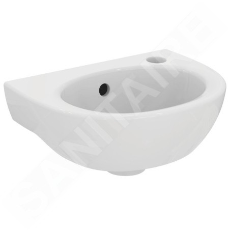 Ideal Standard Eurovit - Lave-mains 350x260 mm, avec trop-plein, trou pour robinetterie à droite, blanc E871601