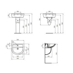 Ideal Standard Eurovit - Lavabo 550x460 mm, avec trop-plein, trou pour robinetterie, blanc W332601