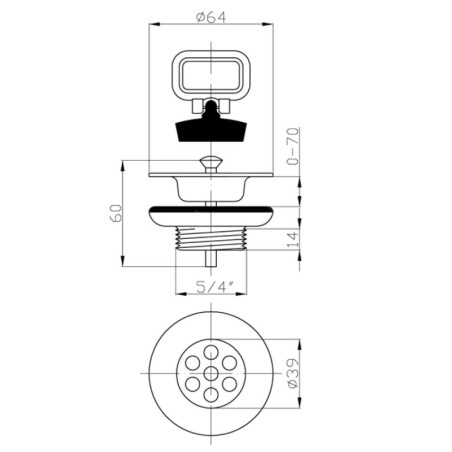 Bruckner Accessoires - Sortie de lavabo et bouchon 5/4", acier inoxydable 151.119.0