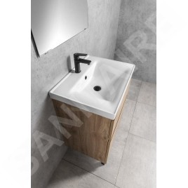 Aqualine Sava - Lavabo 600x460 mm, avec trop-plein, trou pour robinet, blanc 2060