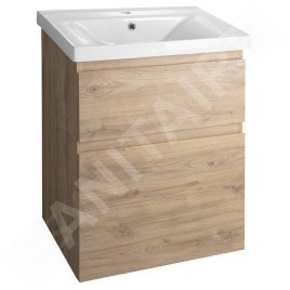 Aqualine Sava - Lavabo 600x460 mm, avec trop-plein, trou pour robinet, blanc 2060