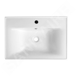 Aqualine Sava - Lavabo 600x460 mm, avec trop-plein, trou pour robinet, blanc 2060