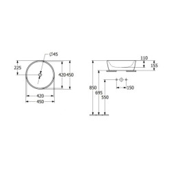Villeroy & Boch Architectura - Vasque à poser, diamètre 450 mm, avec trop-plein, CeramicPlus, blanc alpin 5A2545R1