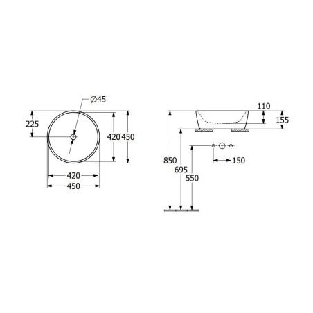 Villeroy & Boch Architectura - Vasque à poser, diamètre 450 mm, avec trop-plein, CeramicPlus, blanc alpin 5A2545R1