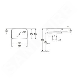 Villeroy & Boch Architectura - Vasque à poser, 600x405 mm, sans trop-plein, CeramicPlus, blanc alpin 5A2761R1