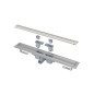 Alcadrain Douchegoten - Bac à douche 750 mm, avec bord pour grille perforée, grille incluse, acier inoxydable APZ1SMART-LINE-750