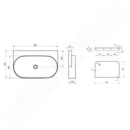 Ravak Yard - Lavabo 805x500 mm, sans trop-plein, sans trou pour robinet, blanc XJX01080000