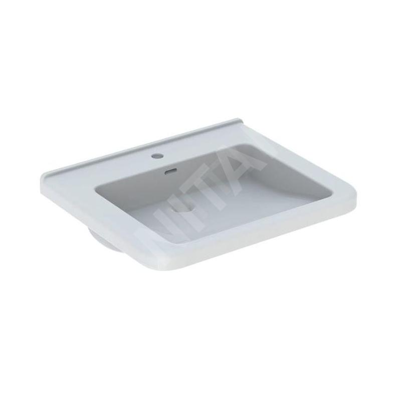 Geberit Selnova Comfort - Lavabo Square, 650x550 mm, pour personnes à mobilité réduite, avec un trou de robinetterie, avec Geberit Selnova Comfort - Lavabo Square, 650x550 mm, pour personnes à mobilité réduite, avec un trou de robinetterie, avec