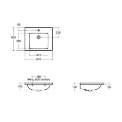 Ideal Standard i.Life B - Lavabo pour meuble 61x51 cm, avec trop-plein, trou pour robinetterie, blanc T460501