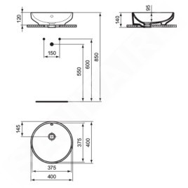 Ideal Standard i.Life B - Lavabo à poser, 40 cm, avec trop-plein, blanc T509101