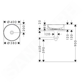 Hansgrohe Xuniva S - Vasque à poser, diamètre 40 cm, sans trop-plein, SmartClean, blanc 61071450