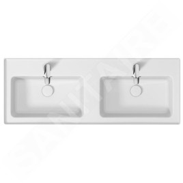 Cersanit Crea - Lavabo double 121x46 cm, avec trop-plein, 2 trous pour robinetterie, blanc K673-006