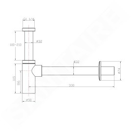 Aqualine Siphons - Siphon de lavabo 1 1/4, 32 mm, rond, chrome CV1003