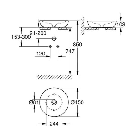 Grohe Essence - Vasque à poser 450 mm, PureGuard, blanc alpin 3960900H