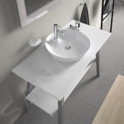 Duravit Cape Cod - Vasque sans trop-plein, diamètre 480 mm, avec îlot de robinetterie, blanc 2328480000