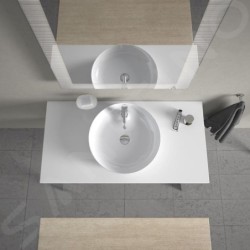 Duravit Cape Cod - Vasque sans trop-plein, diamètre 480 mm, avec îlot de robinetterie, blanc 2328480000