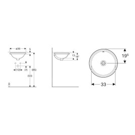 Geberit VariForm - Vasque à encastrer, diamètre 390 mm, avec trop-plein, blanc 500.744.01.2