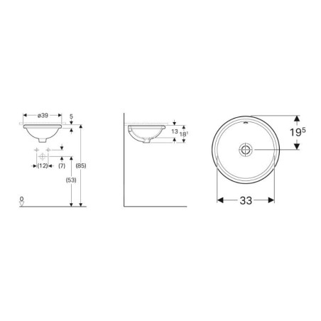 Geberit VariForm - Vasque à encastrer, diamètre 390 mm, avec trop-plein, blanc 500.744.01.2
