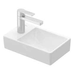 Villeroy & Boch Avento - Lave-mains 360x220 mm, sans trop-plein, un trou de robinetterie à gauche, CeramicPlus, blanc alpin