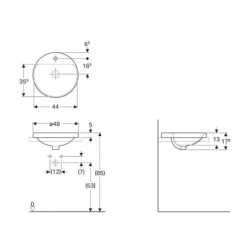 Geberit VariForm - Vasque à encastrer, diamètre 480 mm, avec trop-plein, blanc 500.704.01.2