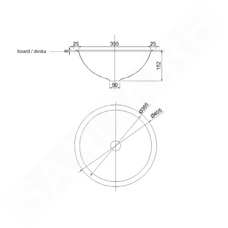 Sapho Inox - Lavabo à encastrer, diamètre 405 mm, inox 13030.B