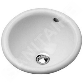 Duravit Architec - Lavabo sans trou, avec trop-plein Bali, diamètre 335 mm, blanc - lavabo 0473340031