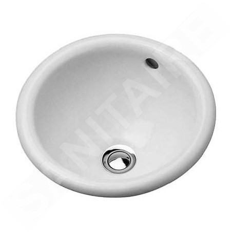 Duravit Architec - Lavabo sans trou, avec trop-plein Bali, diamètre 335 mm, blanc - lavabo 0473340031