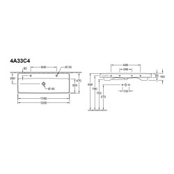 Villeroy & Boch Collaro - Meuble lavabo 1200x470 mm, avec trop-plein, 2 trous de robinetterie, CeramicPlus, blanc alpin 4A33C4R1