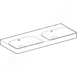 Geberit Smyle Square - Double lavabo 1200x480 mm, avec trop-plein, sans trou pour robinetterie, blanc 500.224.01.1