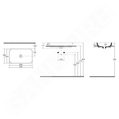 Sapho Isvea Sott - Vasque Aqua, 600x380 mm, blanc 10SQ50060