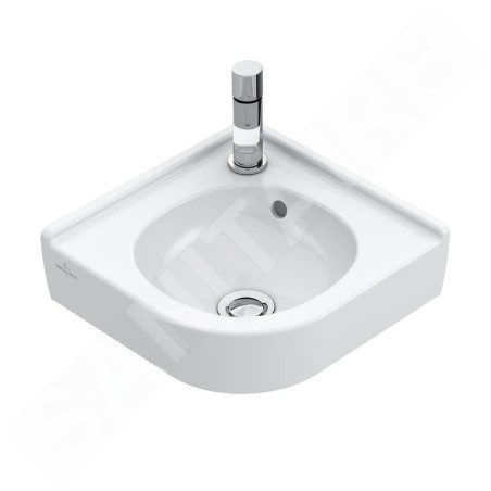 Villeroy & Boch O.novo - Lave-mains d’angle 320x320 mm, avec trop-plein, avec 1 trou de robinetterie, blanc alpin 73103201