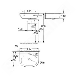 Grohe Euro Ceramic - Lavabo avec trop-plein, 550x450 mm, blanc alpin 39336000